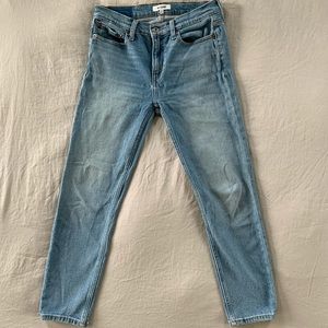 Re/Done Medium Rise Ankle Crop Light Jeans 28